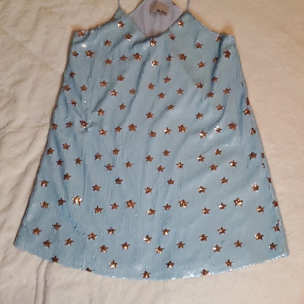 Blue, sequined star mini dress